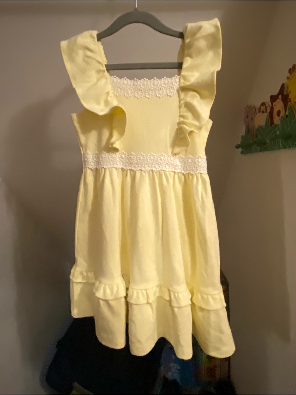 Janie and Jack Pale Yellow Ruffle Lace Dress
